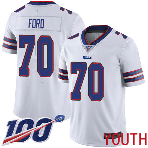 Youth Buffalo Bills 70 Cody Ford White Vapor Untouchable Limited Player 100th Season NFL Jersey